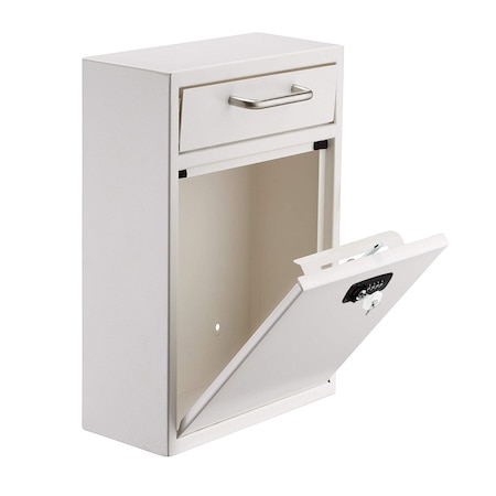 Adiroffice Large Steel Drop Box Wall-Mount Mailbox with  Dual Key and Combination Lock, White ADI631-04-WHI-KC-MK